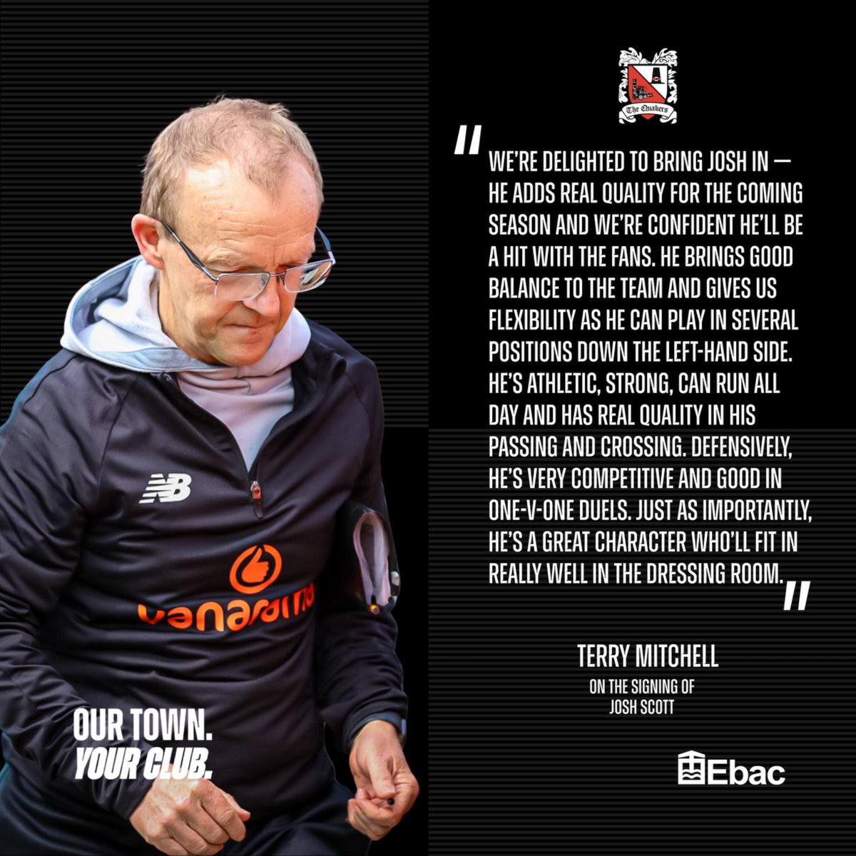 Assistant managers' quote on the new signing, Josh Scott: 👇