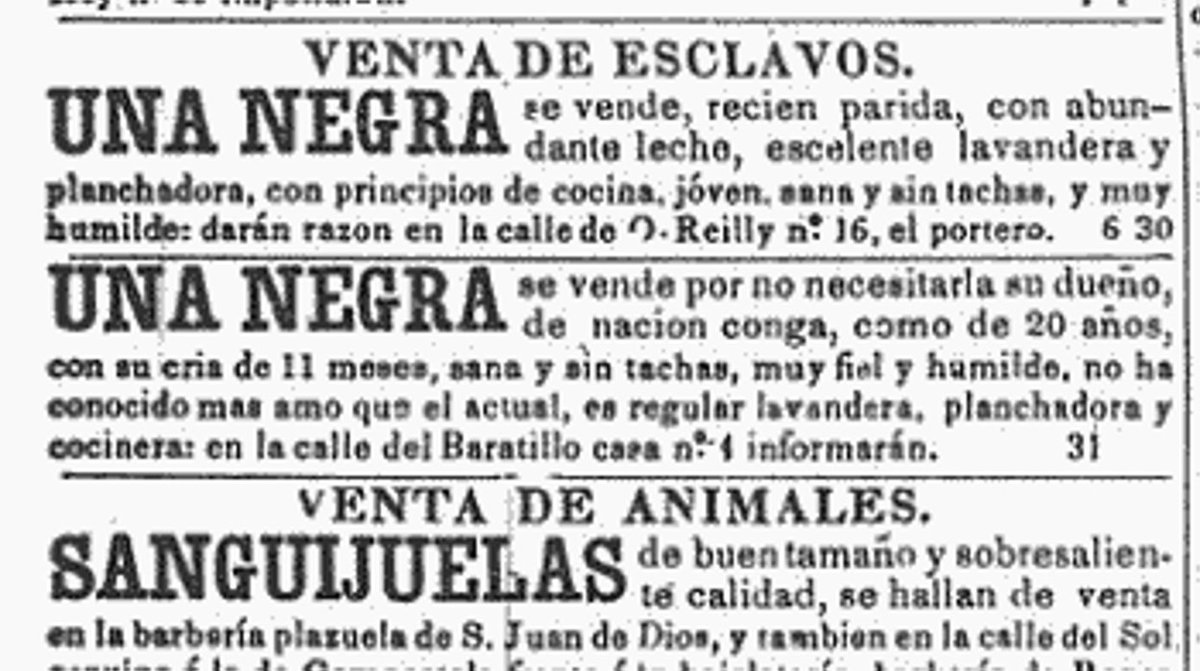 La esclavitud se abolió en España peninsular en 1837, en Puerto Rico en 1873 y en Cuba en 1886. Se puede consultar en cualquier libro de historia de 4° de ESO. Todo lo demás son pajas mentales y tergiversación de historia.