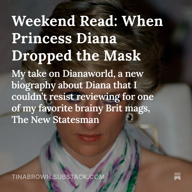 TinaBrownLM's tweet image. Just posted a weekend read for a change—my deep dive into a provocative new book about Princess Diana byEdward White.
You can find it on my Substack Fresh Hell.
tinabrown.substack.com/p/weekend-read…