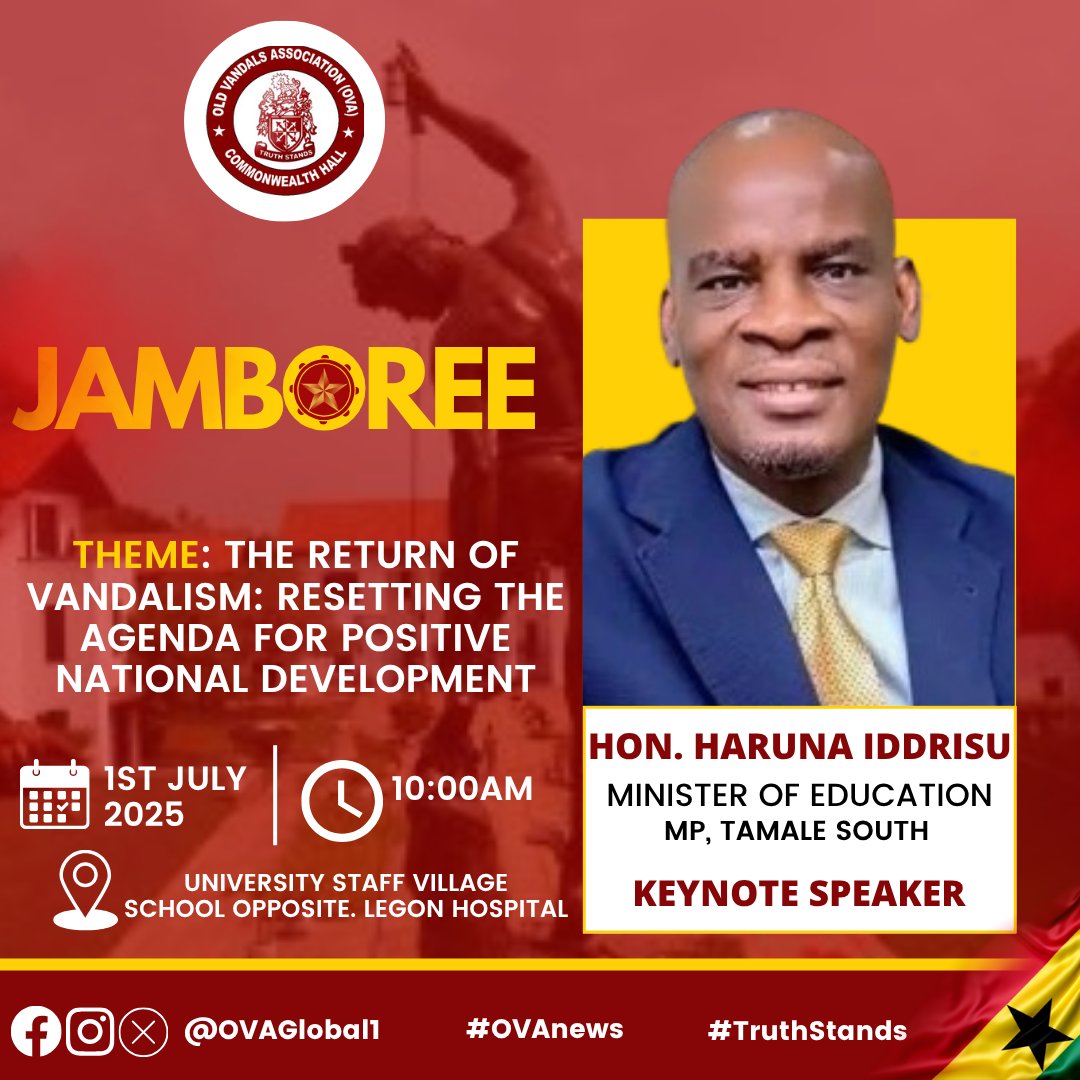 OVAGlobal1's tweet image. Before you talk about Flamengo, meet our very own inspirational #Vmate - @HonIddrisu. 

 Join us on July 1st, 2025, for the Jamboree event! 

🌿 Clean-up exercise @ 9am, with @buzstopboys. University Staff Village School Park. #Jamboree  
#LoveOnTheRopes