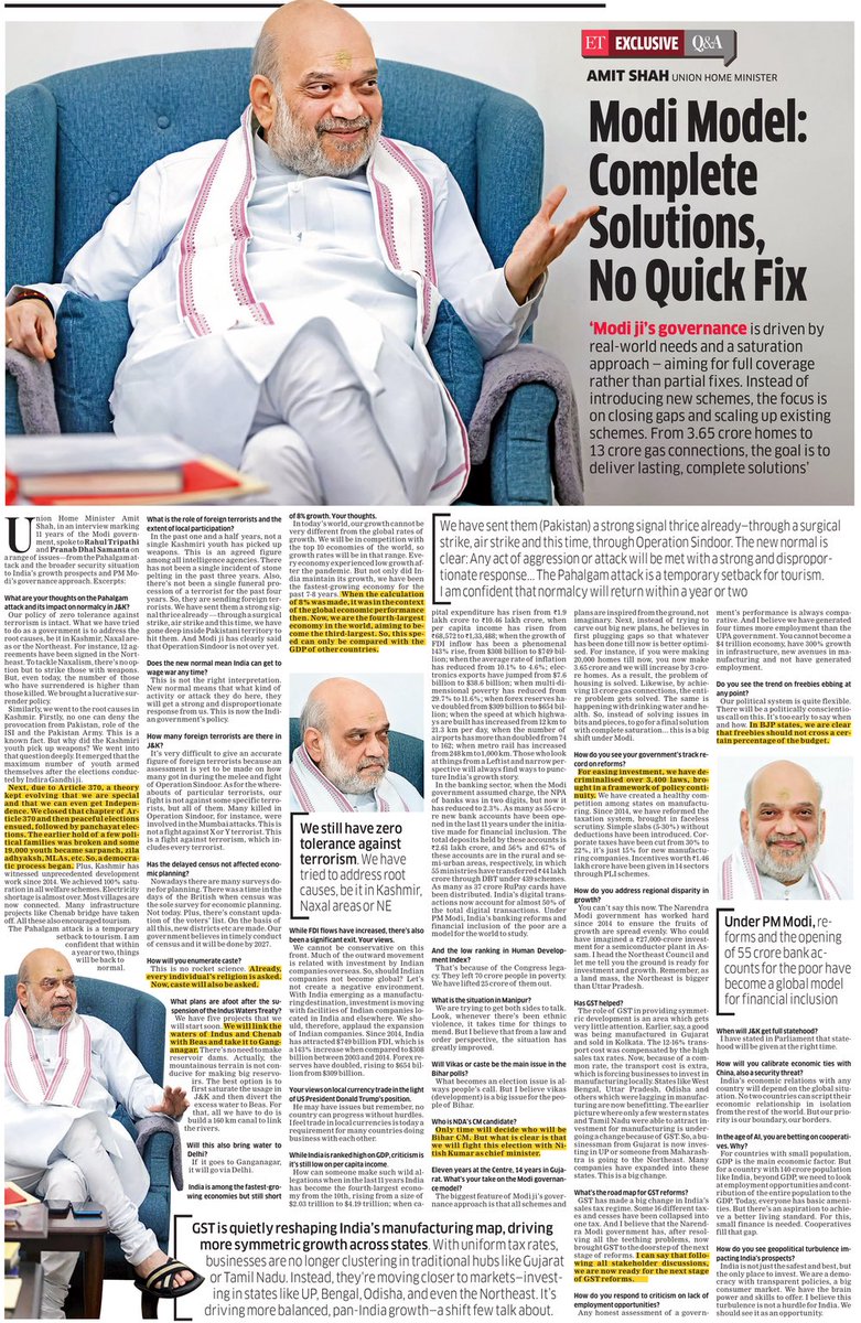 Modi Model: Complete Solutions, No Quick Fix! 
India Safest, Best &amp; the Only place to Invest in the World. 
Speaks Hon'ble HM <a href="/AmitShah/">Amit Shah</a>
Ji with The <a href="/EconomicTimes/">Economic Times</a>  on Positive &amp; Reformist Transformative Changes in #11YearsOfModiGovt
