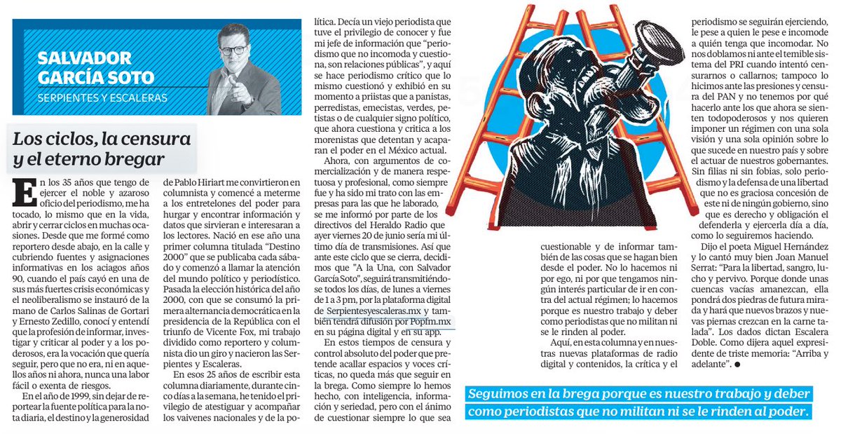 ¡A callar bocas y plumas! 
Miren, como el periodismo de <a href="/SGarciaSoto/">Salvador García Soto</a> le incomoda al régimen, el Heraldo Radio le quitó su programa. 

Ahora, con argumentos de comercialización y de manera respetuosa y profesional, se me informó por parte de los directivos del Heraldo Radio que