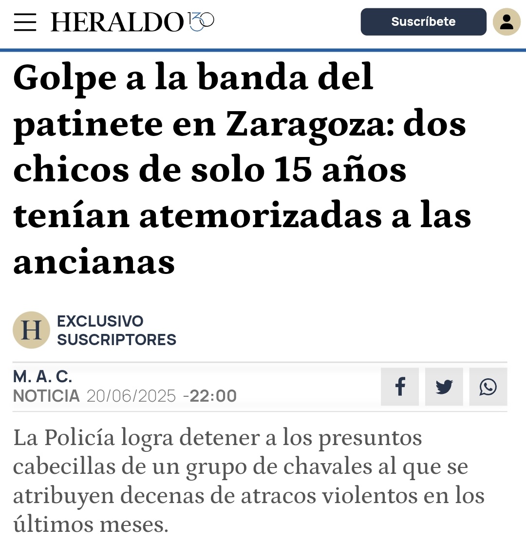 Josema Vallejo (@josemavallejo) on Twitter photo Tenían 15 años y habían organizado una auténtica organización criminal dedicada a asaltar y robar a ancianas.
Reclutaban a otros jóvenes y, con sus patinetes, robaban a víctimas vulnerables. En pocos meses han cometido decenas de atracos.
Y sí, son lo que estás pensando. Tenían 15 años y habían organizado una auténtica organización criminal dedicada a asaltar y robar a ancianas.
Reclutaban a otros jóvenes y, con sus patinetes, robaban a víctimas vulnerables. En pocos meses han cometido decenas de atracos.
Y sí, son lo que estás pensando.
