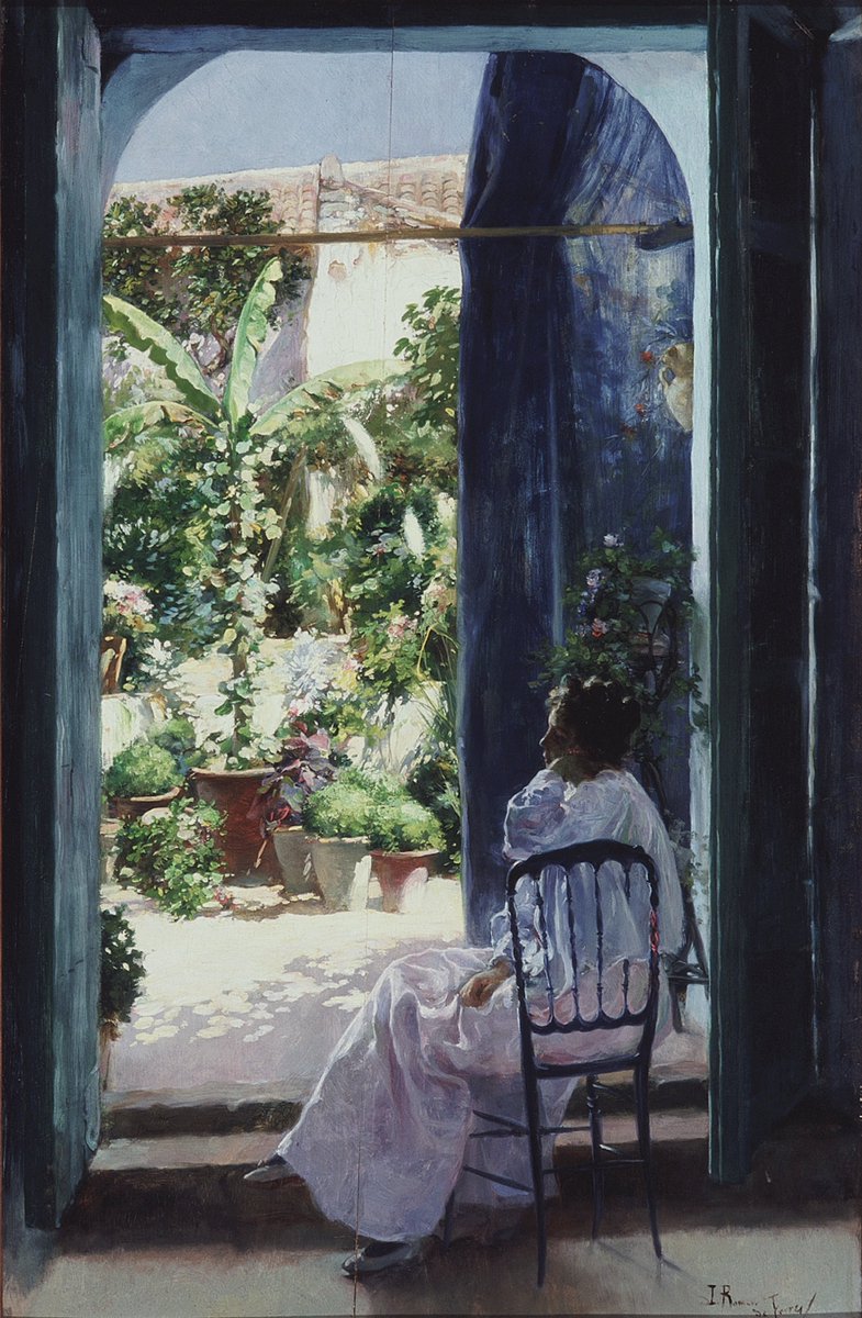 plalanda_II's tweet image. El calor solar
la congoja en el alma
el rasgueo dolido
de una guitarra...
El verano está aquí
y entre sueños y cantos
arde mi España.
Quiera Dios que una brisa
traiga la calma.
Como si la de un patio cordobés de Julio Romero de Torres se tratara.
Tengan una Feliz tarde, amigos