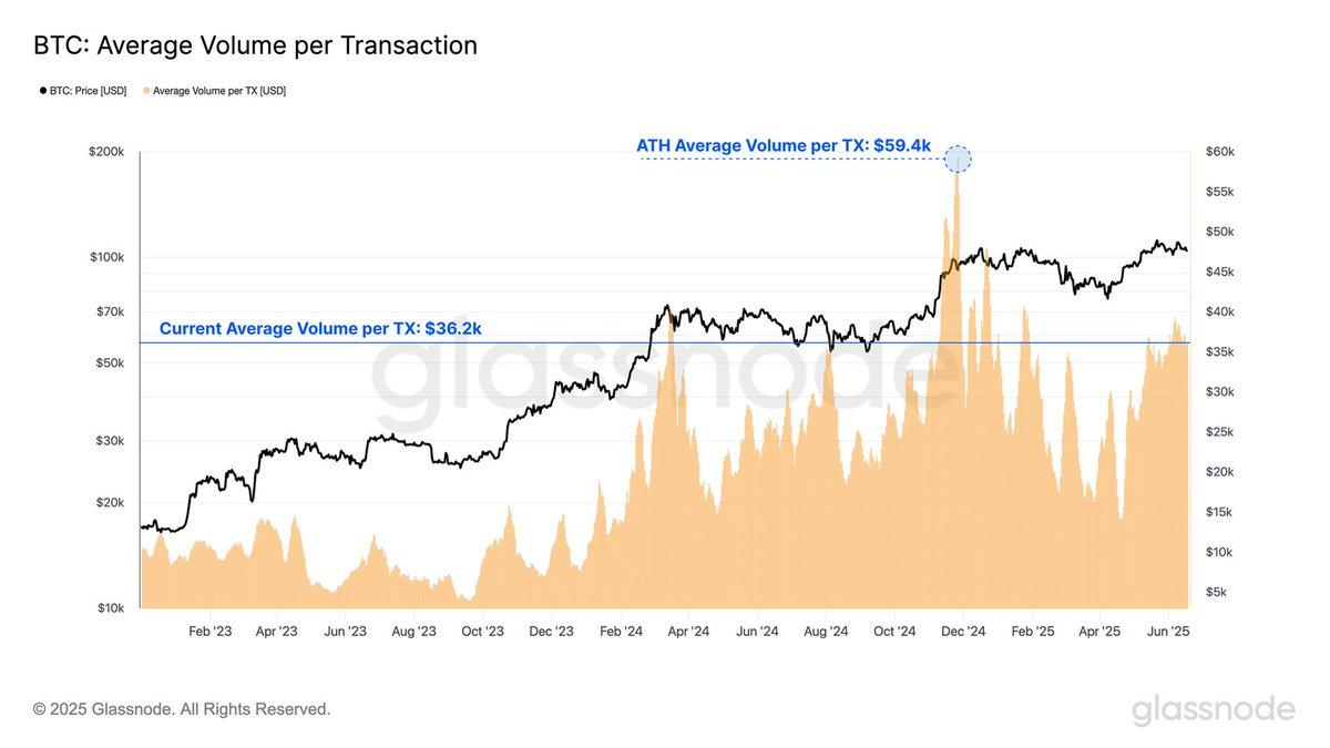 BREAKING: High-value investors now dominate 89% of #Bitcoin transactions,  with average transfer size hitting $36.2K as new retail demand dries up.