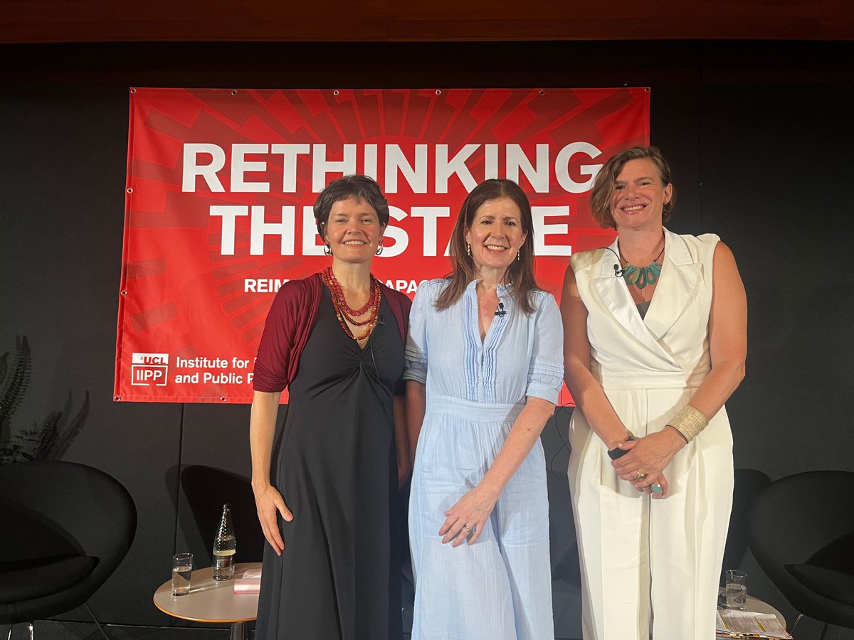 MazzucatoM's tweet photo. Green growth requires total transformation in how the economy is structured and the role of the state in shaping it. At @IIPP_UCL’s #RethinkingTheState @KateRaworth, Minister @JennyChapman and I explored how mission-oriented economics and doughnut economics can move us beyond old paradigms that treat growth as the end goal alone.
 
For more on directing growth ➡️ https://t.co/Vu1btPOXH9 
More on Doughnut Economics Action Lab ➡️ https://t.co/Yl9JjJP3uq