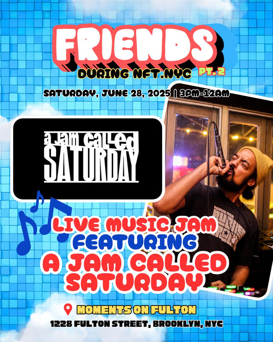 Excited to announce my dear friend Zaven will be bringing his weekly music jam 'A Jam Called Saturday' to FRIENDS pt. 2 - a very special live experience with full instrumentation by several NYC-based industry musicians providing an open platform for singers, poets, and the like.