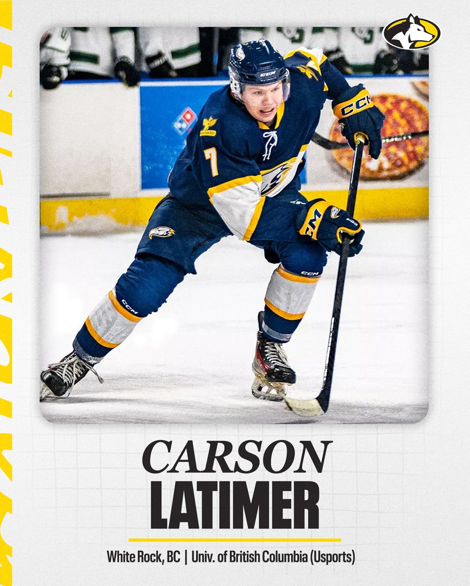 Carson Latimer is a 4th round pick of the Ottawa Senators. He played 178 games in the WHL before a season at the University of British Columbia. #mtuhky #FollowTheHuskies