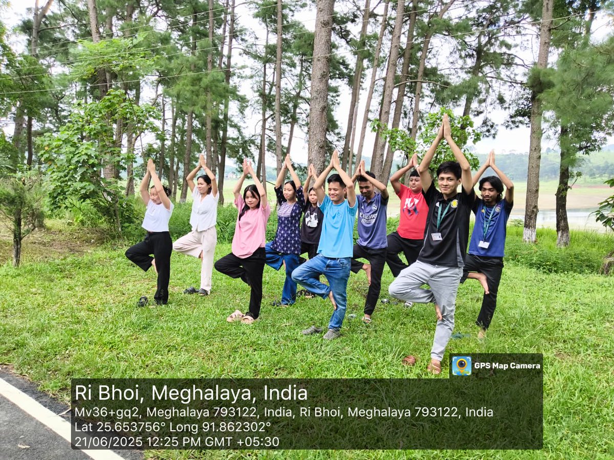 NssUcc's tweet photo. NSS UCC Unit celebrated World Yoga Day today on campus. Students and faculty came together to practice yoga, promoting physical and mental well-being. #WorldYogaDay #NSSUCC #YogaForWellness @nss_rdguwahati @CellNehu @_NSSIndia @SNONSSMeghalaya https://t.co/G6jkWQgPjV