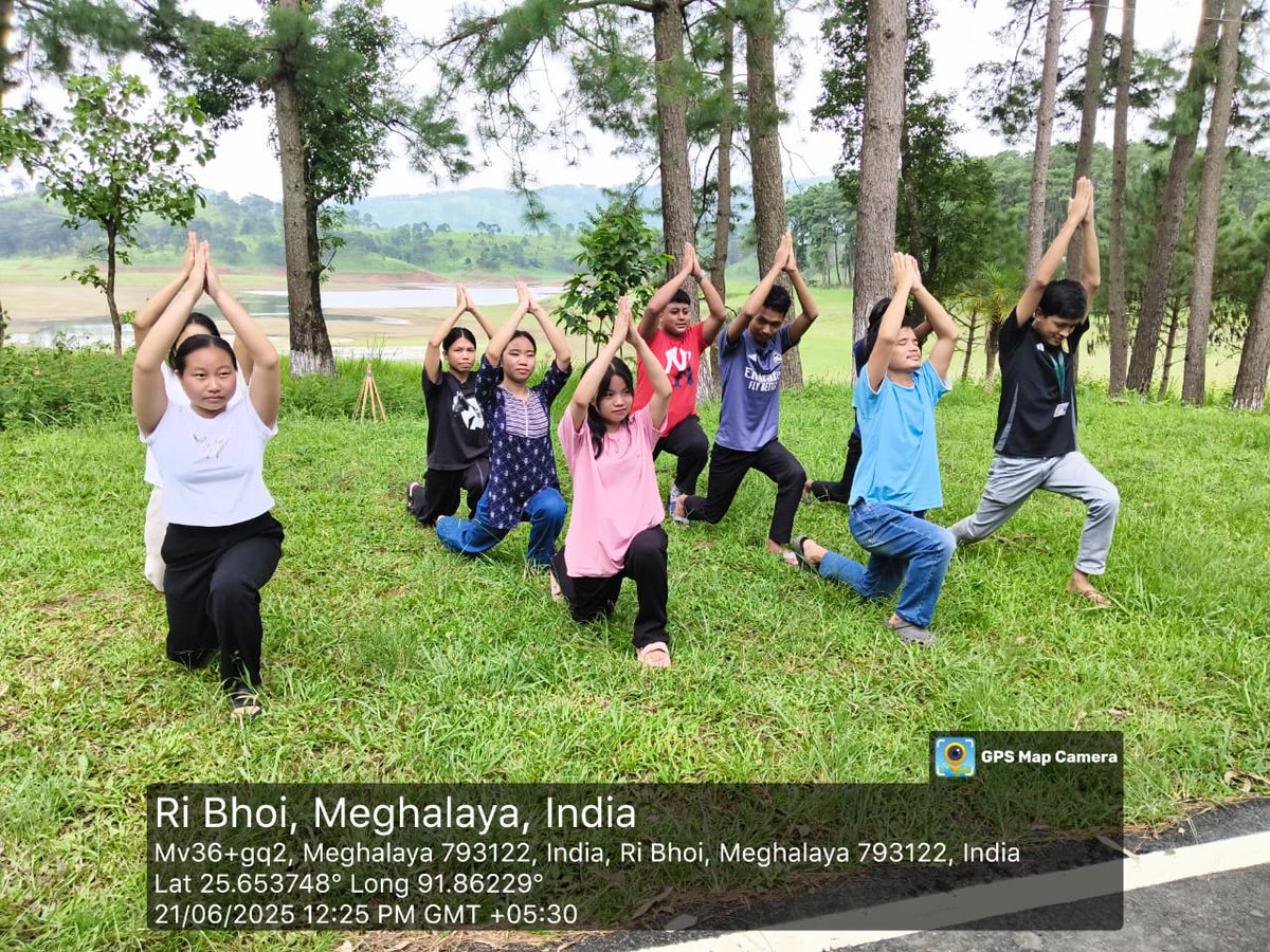 NssUcc's tweet photo. NSS UCC Unit celebrated World Yoga Day today on campus. Students and faculty came together to practice yoga, promoting physical and mental well-being. #WorldYogaDay #NSSUCC #YogaForWellness @nss_rdguwahati @CellNehu @_NSSIndia @SNONSSMeghalaya https://t.co/G6jkWQgPjV