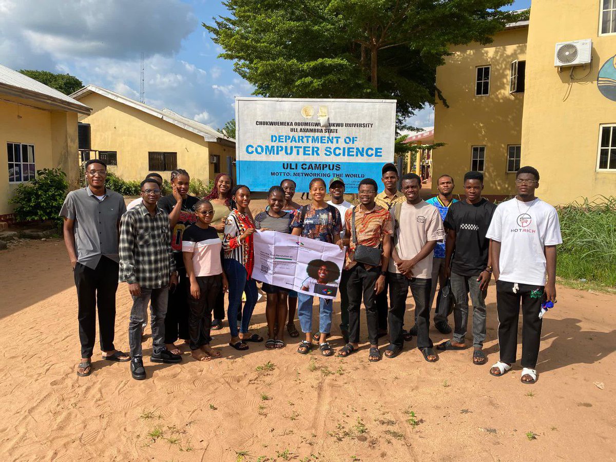 It was a great experience joining <a href="/gdgoc_coou/">Google Develpers Group on Campus COOU</a> for their Build with AI event yesterday at Chukwuemeka Odumegwu Ojukwu University’s Computer Science Lab 🧠💻.
The event was truly impactful — students gained valuable insights on how to leverage AI 🤖 to enhance performance 🚀 #gdg