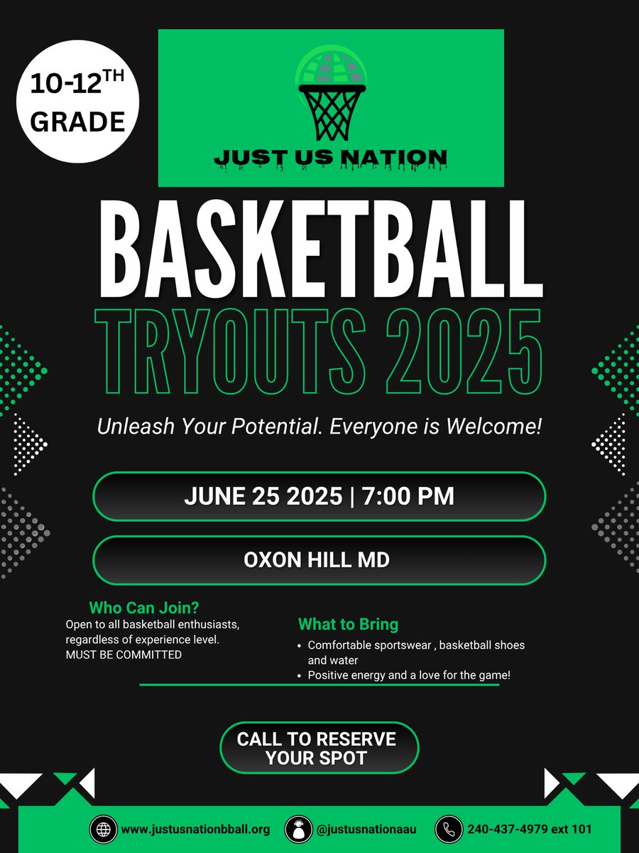 JustUsNationAAU's tweet photo. 📣📣📣📣📣 All Aspiring Athletes! We are thrilled to inform you that tryouts for our AAU season will begin This week! This is a fantastic chance for young athletes,to demonstrate their talents and become part of our Family. please contact us at 240-437-4979 ext 1. https://t.co/AV3kWhNWYN