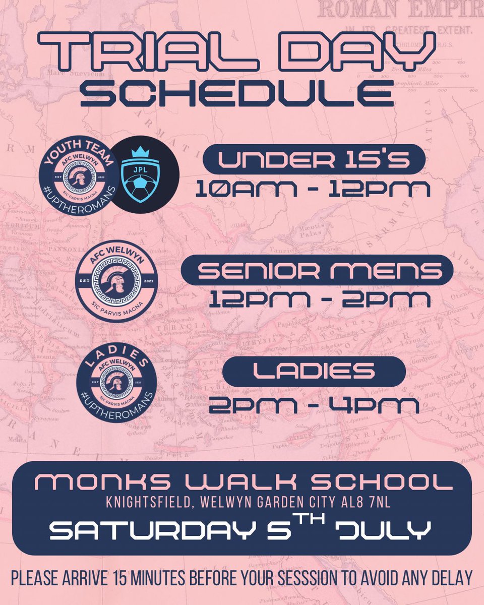 2 WEEKS TO GO⏳

Ready for a new challenge?💪🏼

Register your interest here - forms.gle/fiw5HSF69queGz…

#UpTheRomans #womensfootball