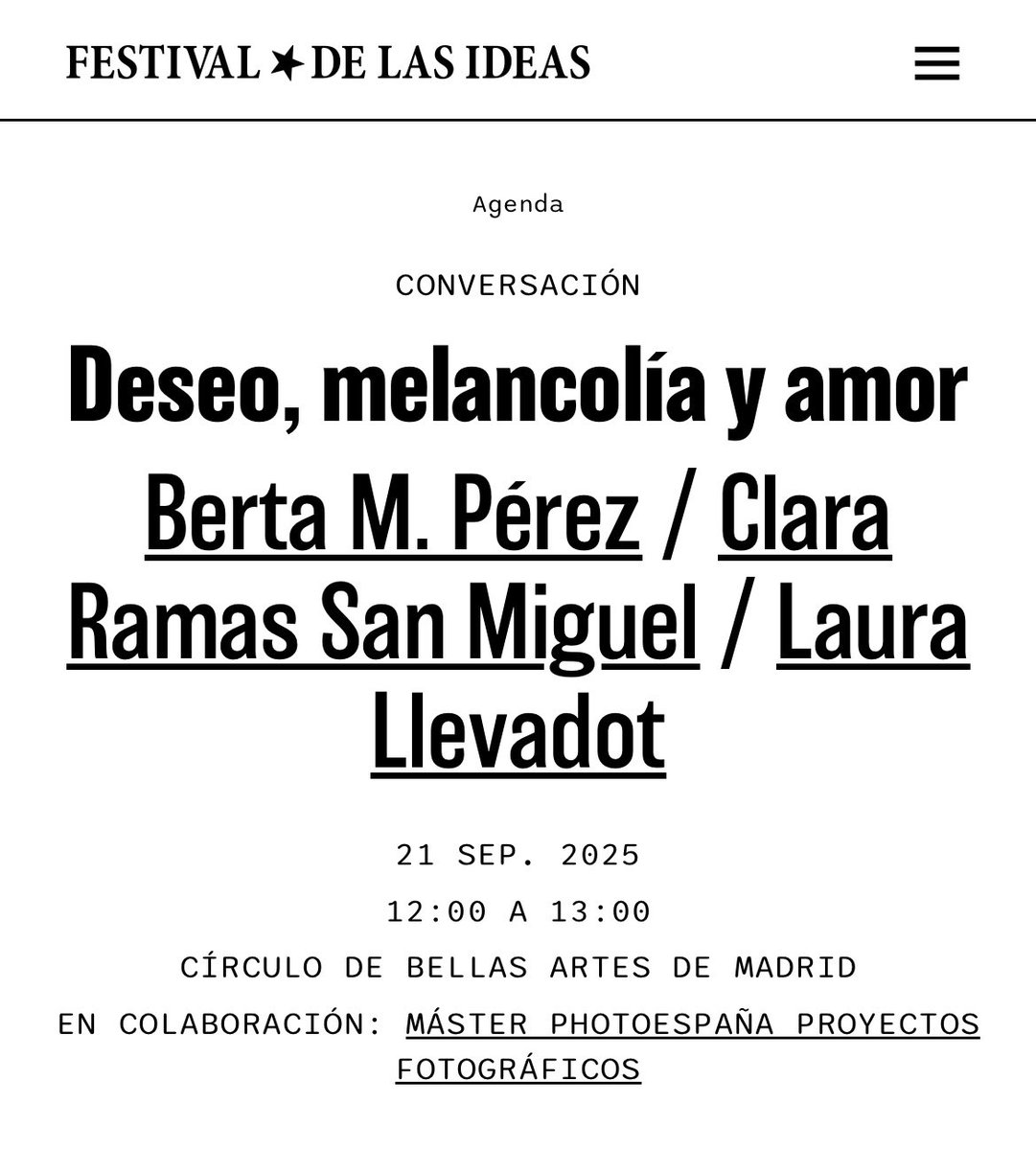 Bertamperez's tweet image. ¡Qué súper ilusión me hace esta mesa en el imponente Festival de las Ideas!
@festdelasideas @clararamassm @LauraLlevadot