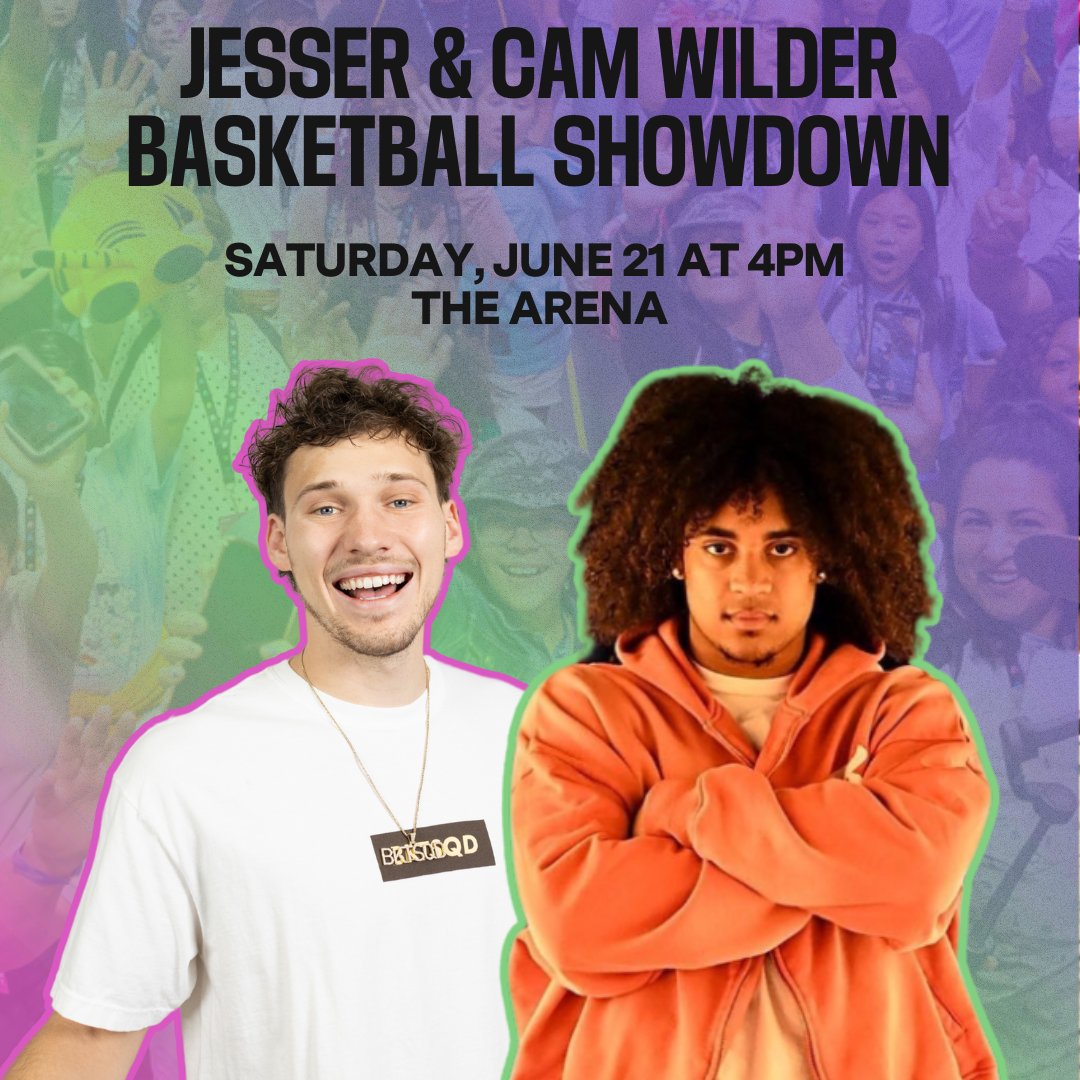don't miss the Jesser &amp; Cam Wilder Basketball Showdown, featuring some of your favorite YouTubers -- like FaZe Rug, Jeff Bui, Kris London, SeanDoesMagic, and MORE!!

🏀 today (June 21) at 4PM in the #VidConAN25 Arena

get your tickets here: eventbrite.com/e/jesser-cam-w…