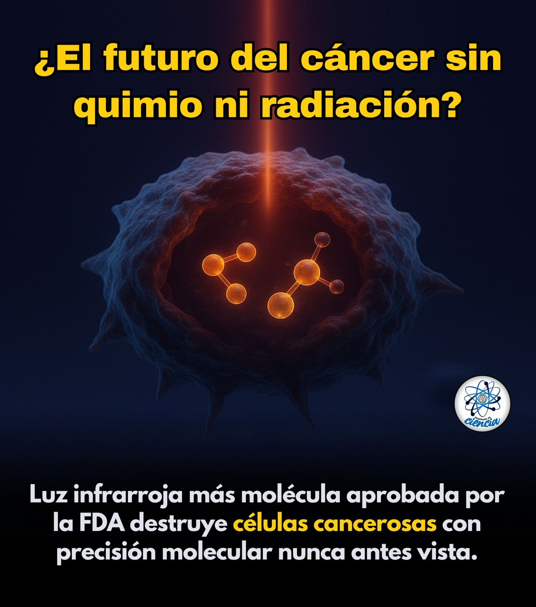 EnsedeCiencia's tweet image. 🔬 ¿Un futuro sin quimioterapia ni radiación para tratar el cáncer?

Un innovador avance científico podría transformar el tratamiento del cáncer: eliminar tumores mediante precisión molecular utilizando únicamente luz infrarroja cercana y una molécula previamente aprobada por la…