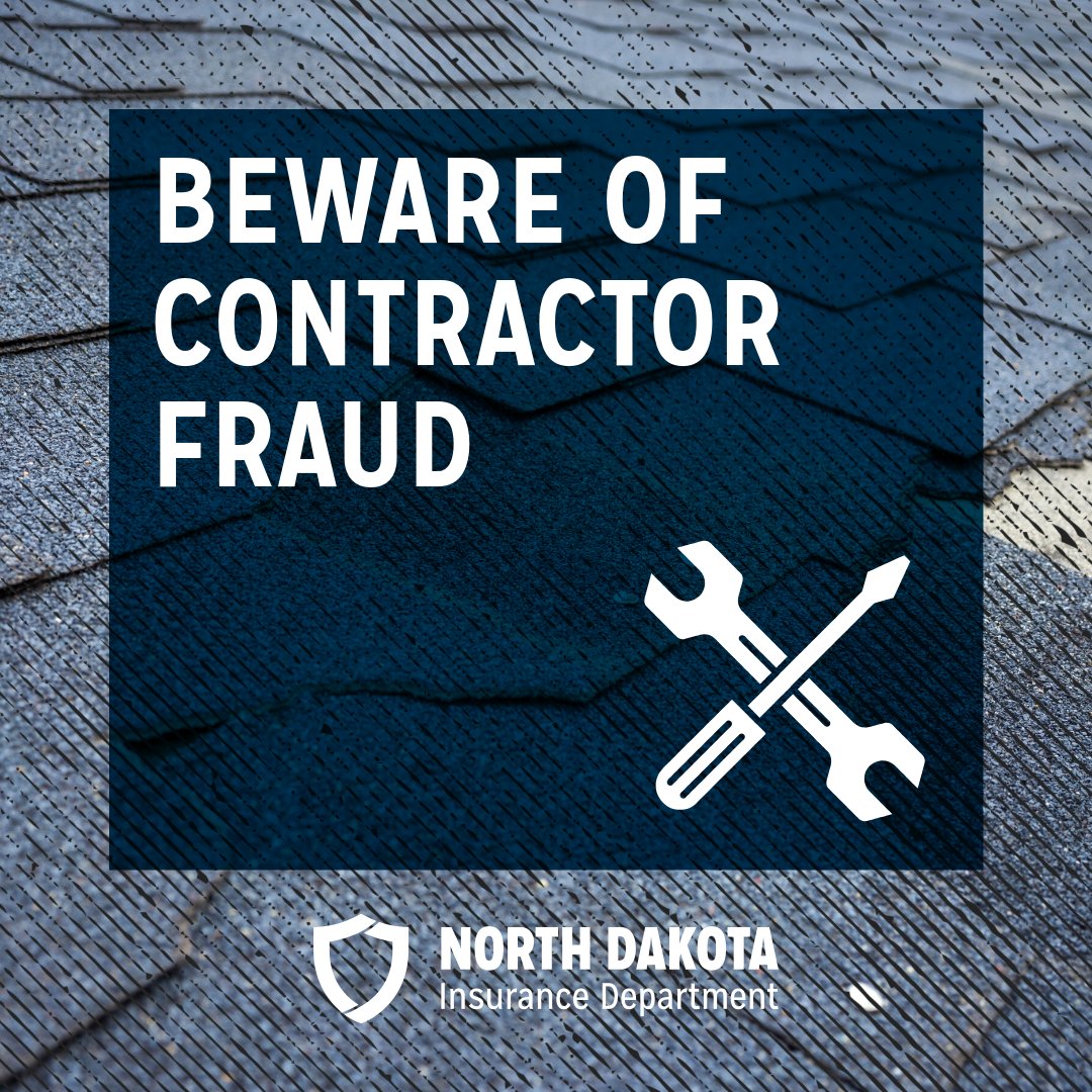 It's not uncommon for trucks with out-of-state license plates to show up and offer to repair your home after a bad storm. Before signing anything, always work with your insurance company to find a reputable contractor &amp; get at least 3 estimates to compare. insurance.nd.gov/storm