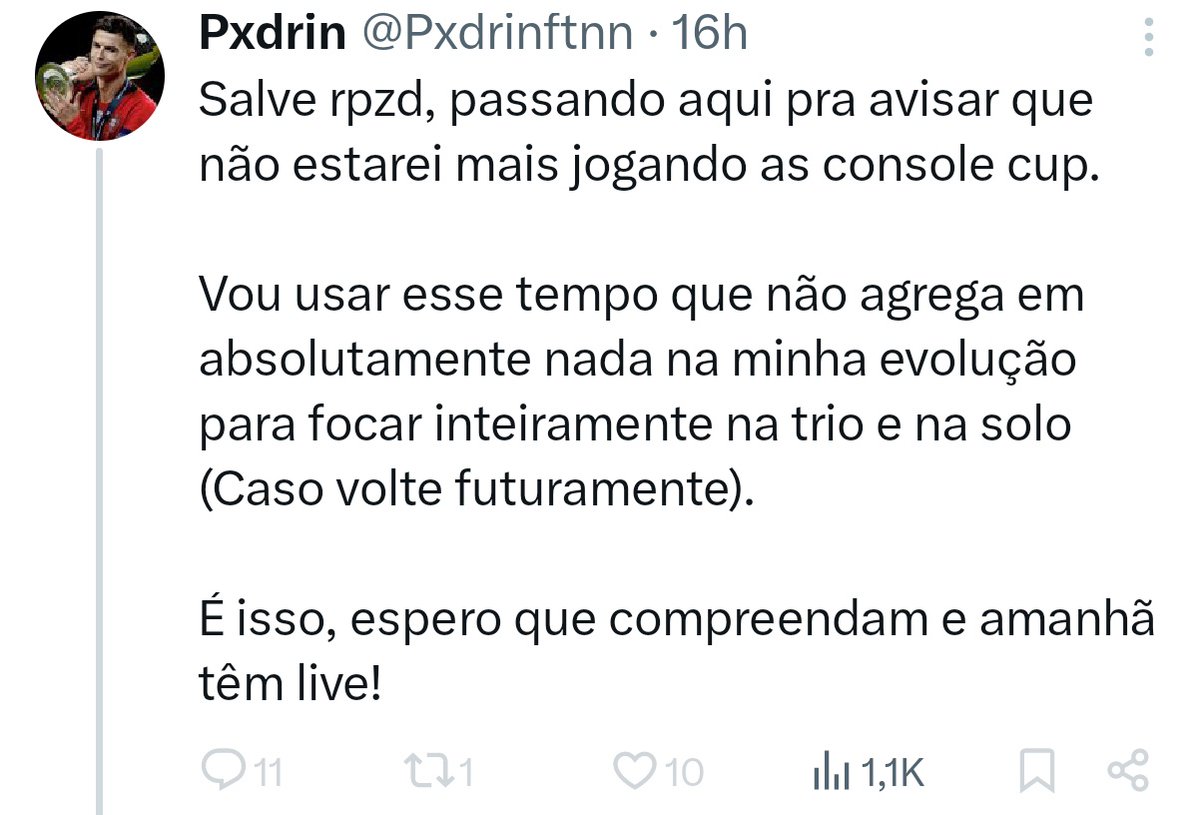 esses cara realmente achar que alguém se importa se ele vai jogar algum campeonato ou não é loucura