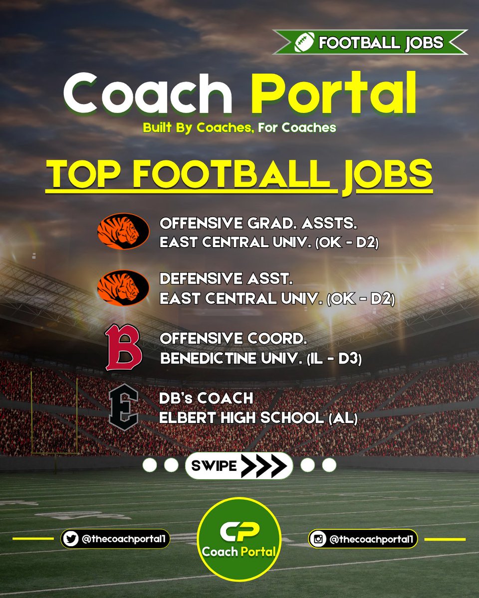 🏈Check out Coach Portal's Top Football Jobs Recap from this past week!

🔗Click the links below for more info &amp; visit coach-portal.com to find your next move to advance your career!

🟢Ohio University (FBS) - Director of H.S. Relations
x.com/TheCoachPortal…

🔴Henderson