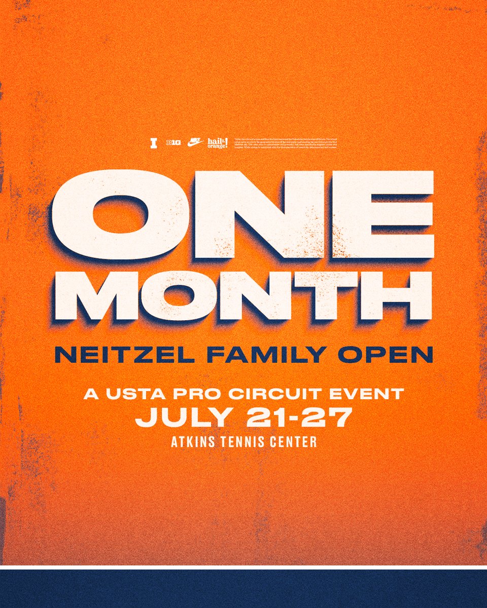 IlliniMTennis's tweet image. The Neitzel Family Open returns to Champaign-Urbana next month!
We are exactly one month away from pro tennis at Atkins Tennis Center, with the ITF M25 Champaign event set to run from July 21-27!