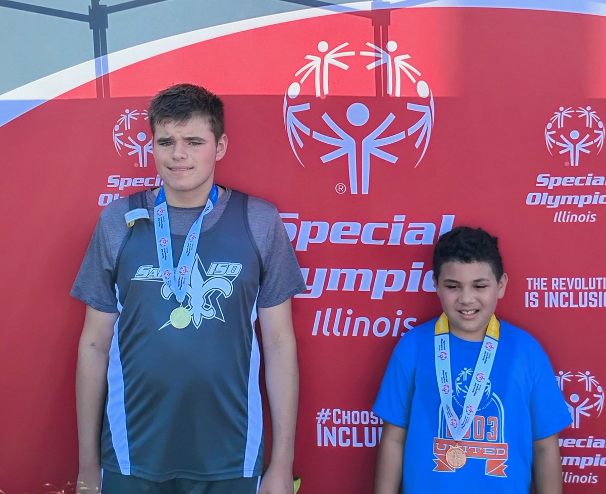 Meet the newest Saints ISO STATE CHAMP, Grant C! He earned a gold medal for mini javelin throw at the 2025 Summer Games. 🥇And...Congrats to D303 United's Bronze medalist Jason Q!🥉 #SOILL #Summergames2025