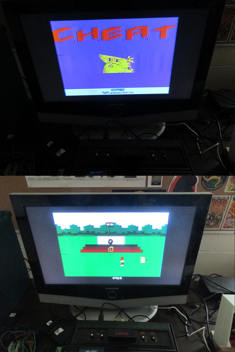 after an unexpectedly long wait, finally received these Atari 2600 Videlectrix cartridges

the one is the only extant copy of Secret Collect with the frame glitches fixed