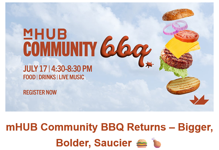 Join <a href="/mHUBChicago/">mHUB</a> on July 17 for their annual Community BBQ—a laid-back evening of great food, cold drinks, live music and good company as we celebrate local entrepreneurship.  

Don't miss the fun—registration is now open: ow.ly/KrRF50W2c4z