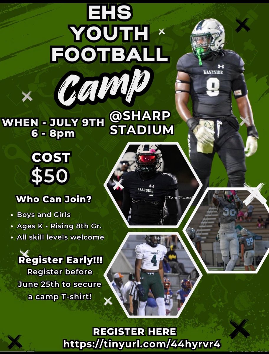 🚨 ONLY 4 DAYS LEFT TO REGISTER! Come and camp with the Eagles! 🚨 

tinyurl.com/44hyrvr4