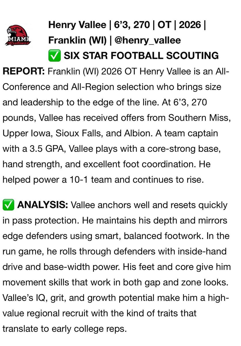 Henry Vallee (@henry_vallee) on Twitter photo I appreciate the write up <a href="/sixstarfootball/">Six Star Football | PLUS+</a>!!!
<a href="/Drew_Ambrose_/">Drew Ambrose</a> <a href="/saberfootball_/">Franklin Football</a> <a href="/OLMafia/">OL MAFIA</a> <a href="/travisWSN/">Travis Wilson</a> I appreciate the write up <a href="/sixstarfootball/">Six Star Football | PLUS+</a>!!!
<a href="/Drew_Ambrose_/">Drew Ambrose</a> <a href="/saberfootball_/">Franklin Football</a> <a href="/OLMafia/">OL MAFIA</a> <a href="/travisWSN/">Travis Wilson</a>
