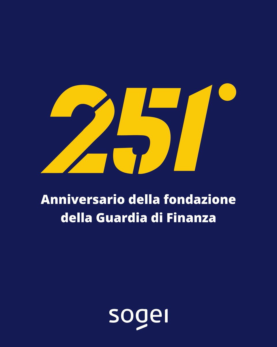 Sogei (@sogei_spa) on Twitter photo In occasione del 251° anniversario della <a href="/GDF/">Guardia di Finanza</a>, Sogei celebra una collaborazione strategica nel contrasto all’evasione fiscale e nella promozione della legalità .
Un impegno condiviso per un Paese piĂą giusto e sicuro.
#Legalità #GdF #Sogei In occasione del 251° anniversario della <a href="/GDF/">Guardia di Finanza</a>, Sogei celebra una collaborazione strategica nel contrasto all’evasione fiscale e nella promozione della legalità .
Un impegno condiviso per un Paese piĂą giusto e sicuro.
#LegalitĂ #GdF #Sogei