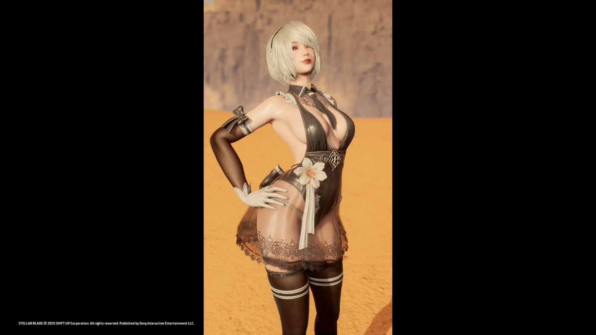 PC_BTO_Gamer's tweet photo. StellarBlade PC版 全実績解除！🥳🎉

ニーア＆ニケコラボ最高！
衣装Modをいろいろ入れて遊んだけど、やっぱ公式衣装が一番好き✨
特にニットドレス、めちゃ可愛くてずっと着てた😍
PS5版でもニットドレスばかり着てた気がする…🤣

#StellarBlade https://t.co/IFnyOc4Htn