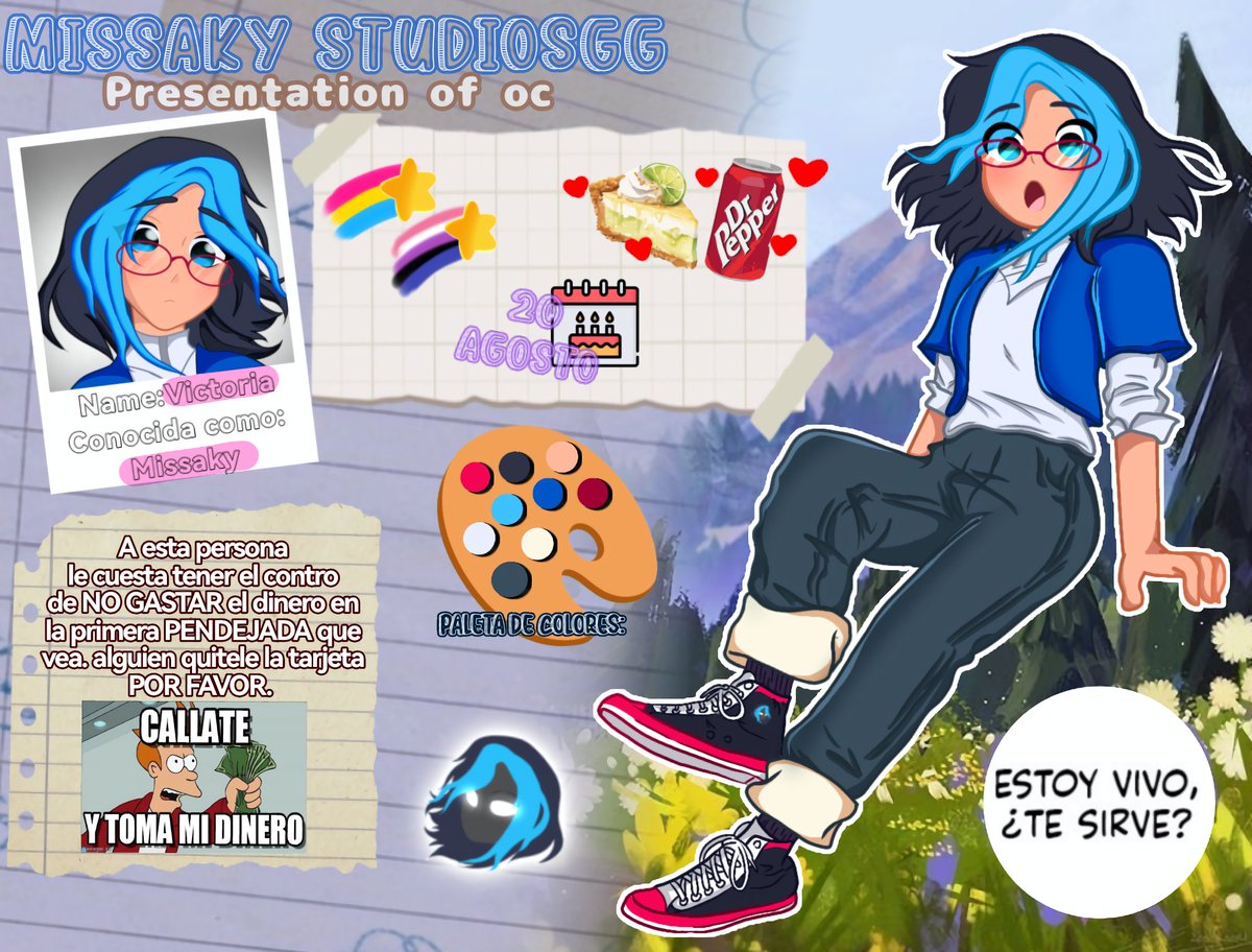 Missaky_StudiGG's tweet image. ◦•●◉✿ 𝑀𝑖𝑠𝑠𝑎𝑘𝑦 𝑆𝑡𝑢𝑑𝑖𝑜𝑠𝐺𝐺✿◉●•◦
𝑃𝑟𝑒𝑠𝑒𝑛𝑡𝑎𝑐𝑖𝑜́𝑛 𝑑𝑒 𝑂𝐶✨
Por fin me di tiempo de hacer esto de mi personaje JAJA, apenas ayer tuve la inspiración y las ganas de dibujas y me puse manos a la obra🐛👍, pero ahí lo tienen ૮₍ ˶•⤙•˶ ₎ა