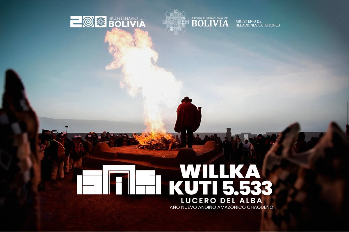 Año Nuevo Andino, Amazónico y Chaqueño 5553 Con las manos en alto recibimos los primeros rayos del dios Inti, agradeciendo por los frutos de la tierra y renovando nuestras esperanzas en un nuevo ciclo de abundancia, armonía y equilibrio.