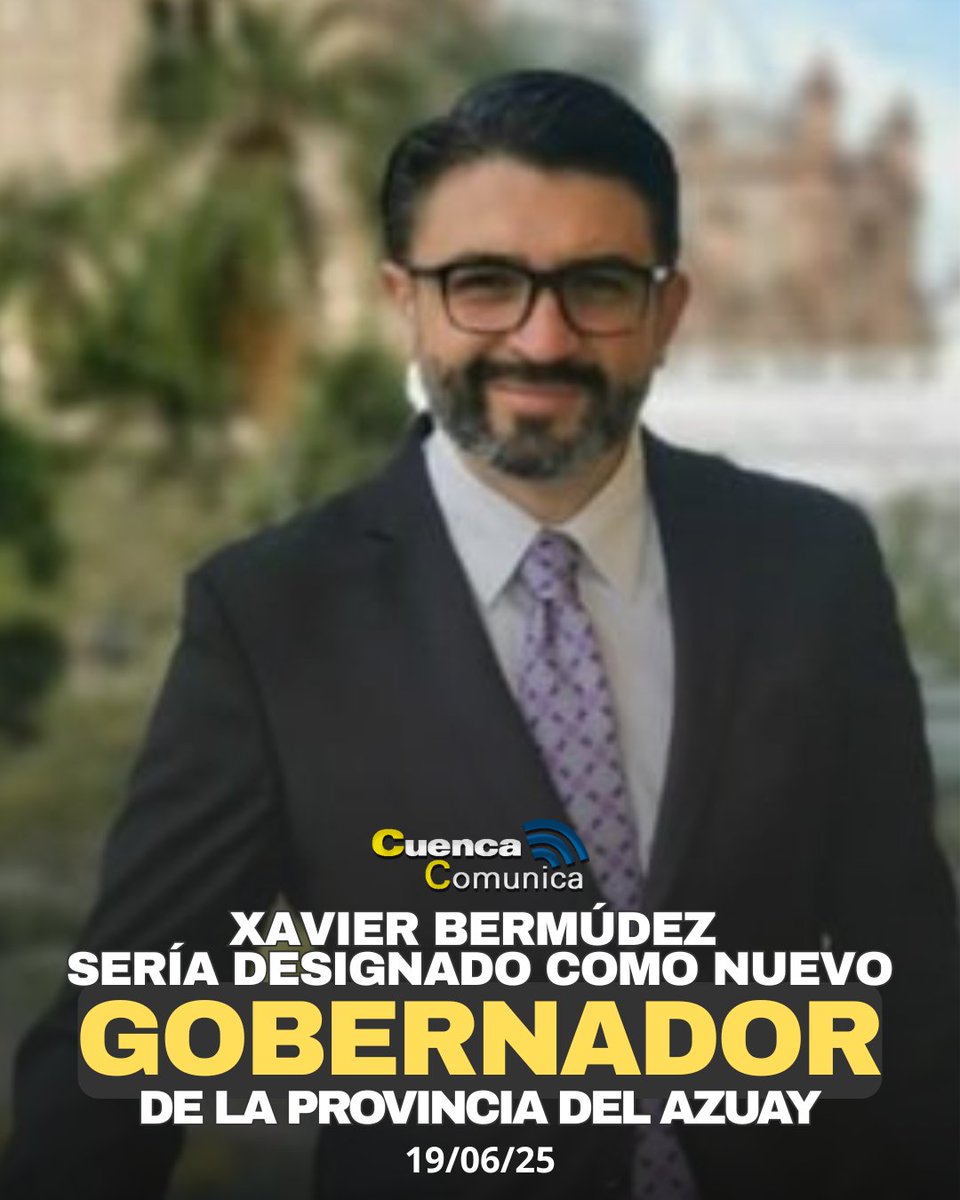 🔴 Finaliza el trabajo de Santiago Malo como gobernador, Xavier Bermúdez sería designado como nuevo gobernador de la provincia del Azuay.
#Cuenca #Ecuador