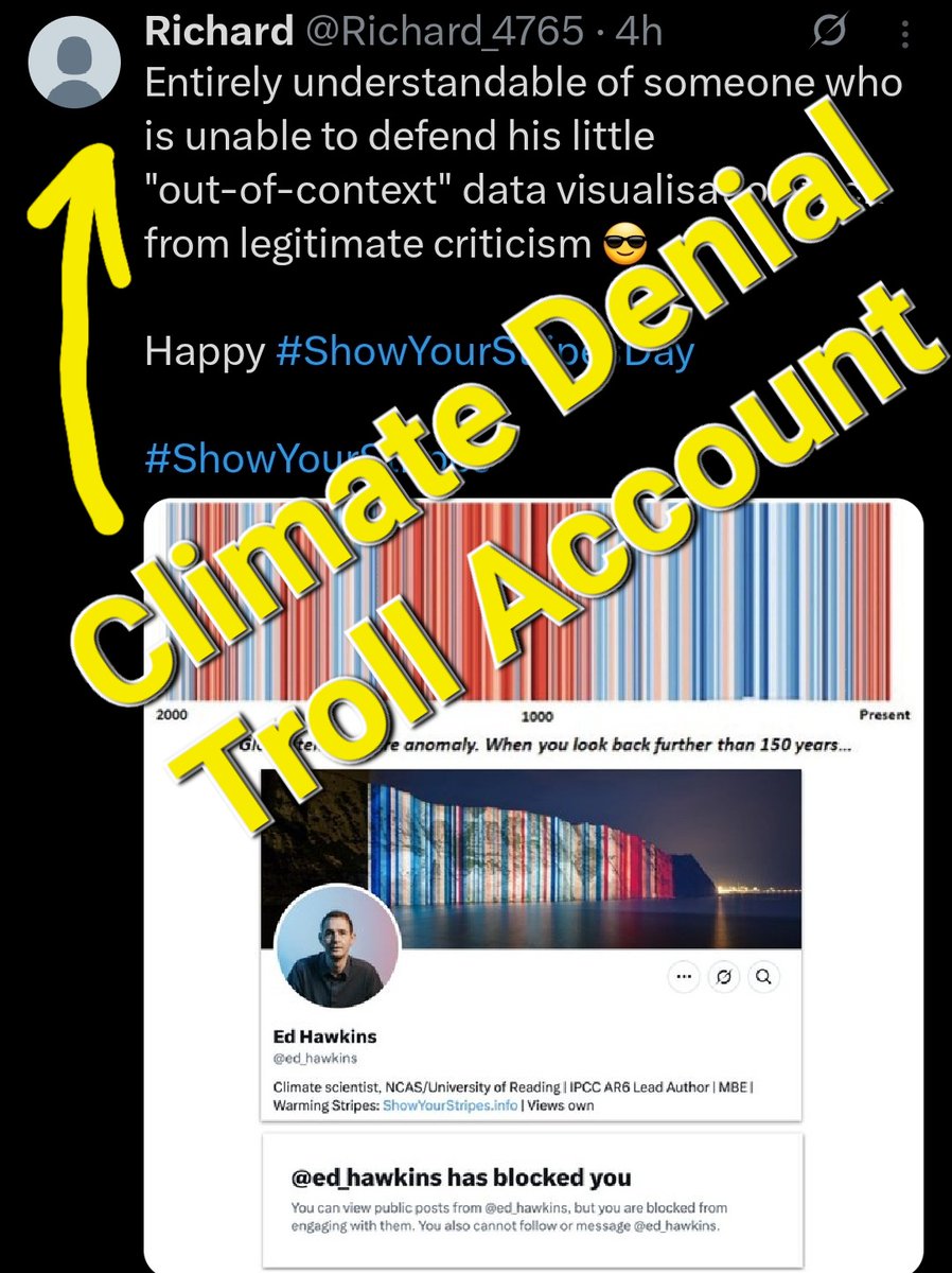 ScienceNotDogma's tweet image. Brand new blank profile account created in May 2025, whose timeline is nothing but replies pushing doubt, deflection and disinformation on important issues like #renewableenergy and #climatechange.

Likely a ChatGPT #trollbot or #trollfarm account.

Blocked to lower engagement.🚫