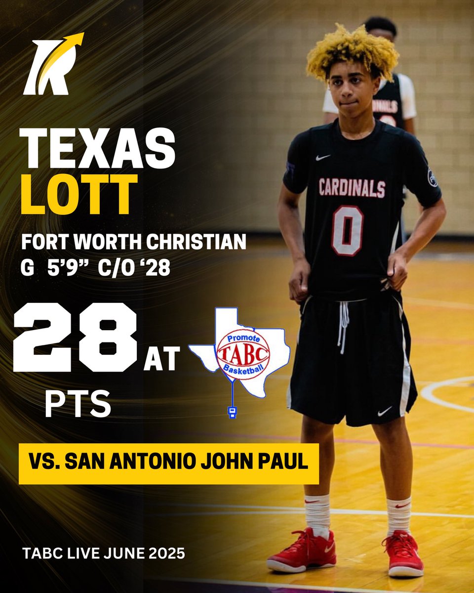 Class of 2028 5’9” guard Texas Lott from Fort Worth Christian exploded for 28 points at the TABC Live Event against San Antonio John Paul, showcasing his smooth shooting and quickness.