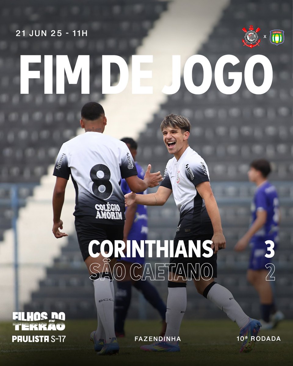 Os #FilhosDoTerrão Sub-17 também venceram e encerraram a primeira fase do Paulistão na liderança do grupo 13! 👊🏽🦅

Corinthians 3 🆚 2 São Caetano

⚽ Lucca
⚽ Pedro Paulo
⚽ João Gabriel

#CorinthiansNaBase
#VaiCorinthians