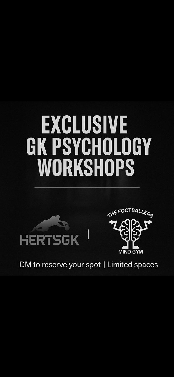 Exciting New Partnership

We have partnered with ex-pro and current semi-pro <a href="/CharlieHorlock/">Charlie Horlock</a> from 'thefootballersmindgym' to bring our GKs an extra edge.

Starting next Wednesday 25th June, keepers will get access to weekly mindset workshops, designed to improve your performance