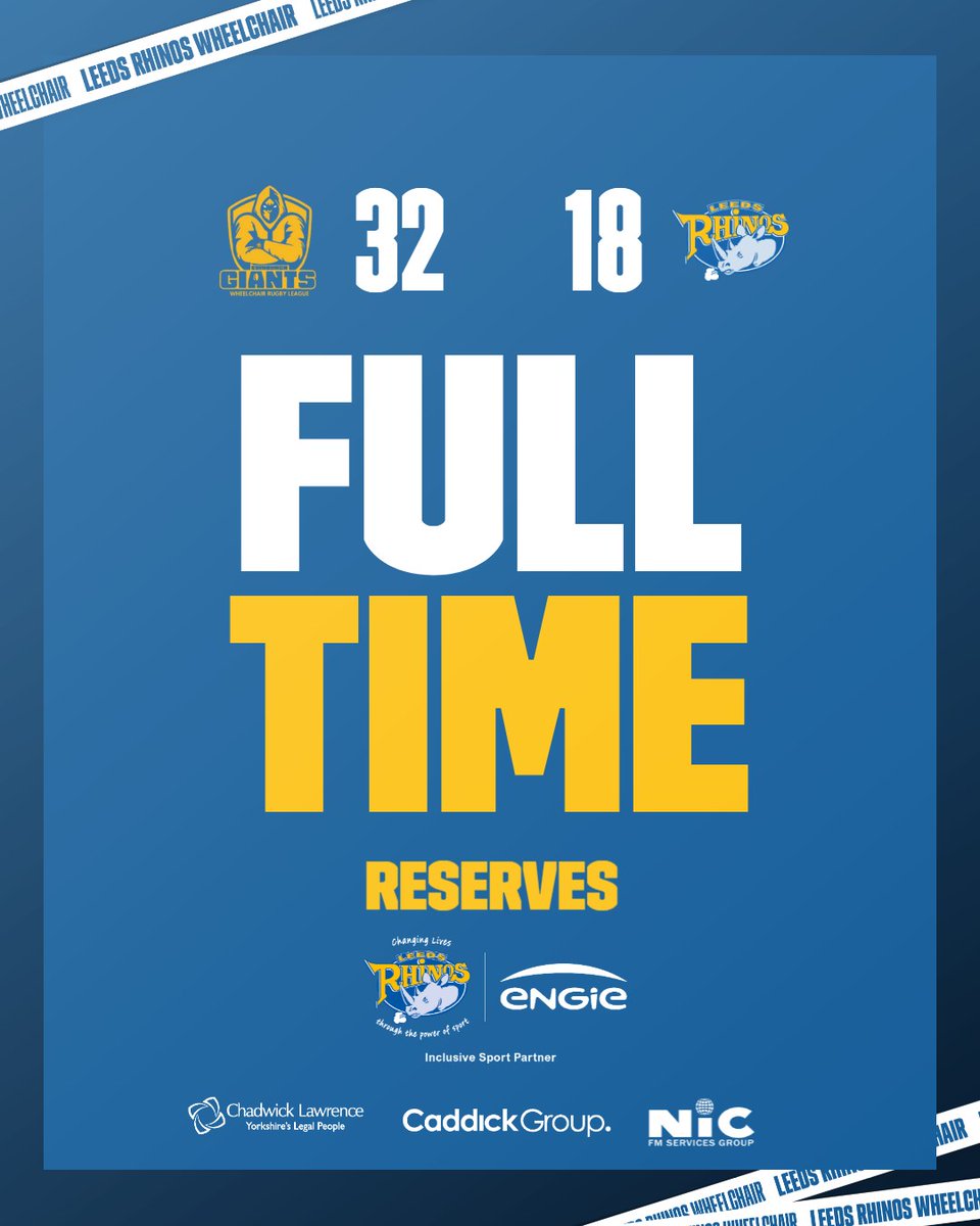 𝗙𝗨𝗟𝗟 𝗧𝗜𝗠𝗘 | Our Wheelchair side win in emphatic fashion against <a href="/edingiants/">Edinburgh Giants Wheelchair RLFC</a> in round 1️⃣ of the Betfred Wheelchair Super League with our reserves side falling short in Edinburgh🏉

Well done all 💙💛

Inclusive Sport Partner 🤝 <a href="/ENGIE_UK/">ENGIE UK</a>