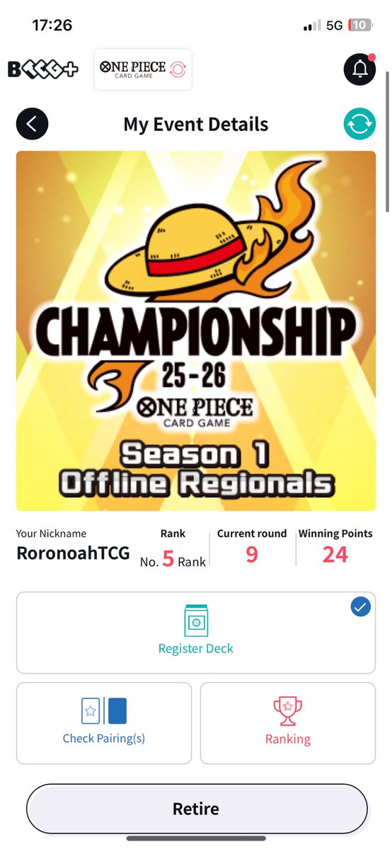 I placed 5th at the Amsterdam Regionals in Swiss with BUGGY! I’m the biggest clown 🤡
❌RG Smoker
✅ UP luffy
✅GY LAW
✅UP Luffy
✅Bello Betty
✅Bello Betty 
✅UP Luffy
✅Bonney
✅UP Luffy

Decklist tomorrow after topcut. 

#OnePiececardgame #optcg #onepiecetcg