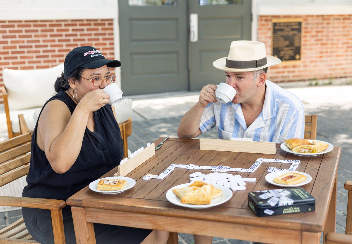Kpedeaux's tweet image. Every Saturday afternoon 2-5 Aritza and I play dominos on the front patio of @StRoch_Market. She's doing Cuban foods and Pastelitos. I've got the cafecito. Come play and talk trash.