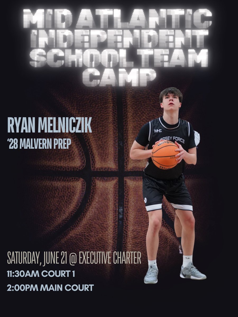Ryan Melniczik (<a href="/ryanmel21/">Ryan Melniczak</a>)
6’0 PG | ‘28 Malvern Prep
Mid Atlantic Independent School Team Camp
Saturday 6/21 @ Executive Charter

#theforceway