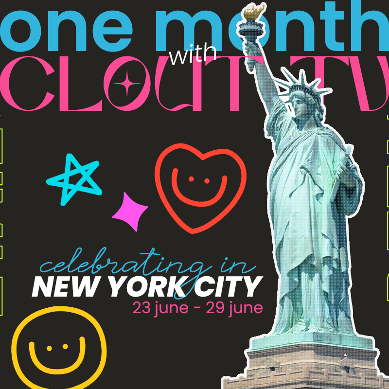 cloutgloss's tweet photo. hey, chasers!  

happy first month together! as our little gift to celebrate our first month together, we're going to take a little trip away from the island and to New York city for a special event! https://t.co/fn3nDkqu8V