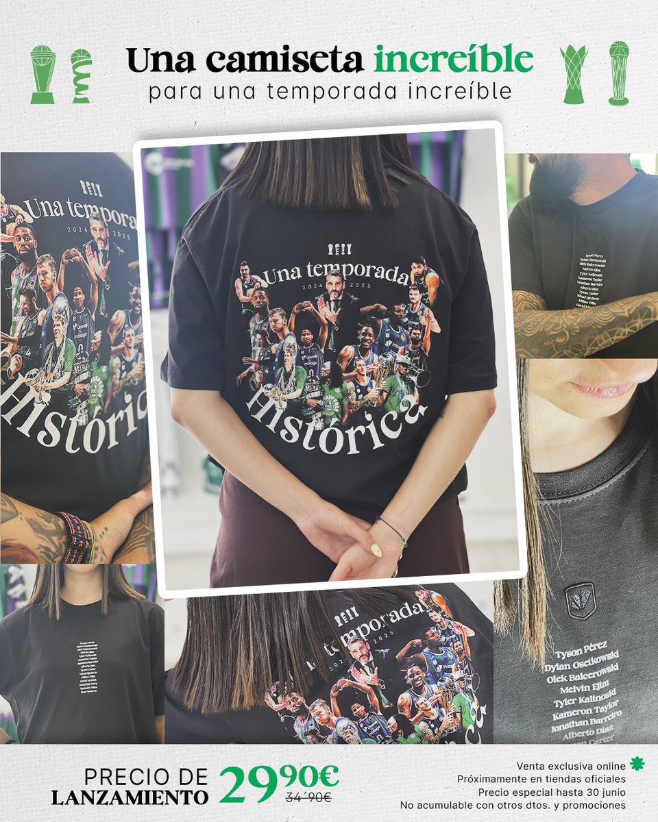 👕 ¿Tienes ya la camiseta de un equipo para la historia?
🚨 ¡Ya a la venta de forma exclusiva en nuestra tienda online!
💸29,90€
🛒 tinyurl.com/4puusdv8
💚💜 #YoSoyDelUnicaja