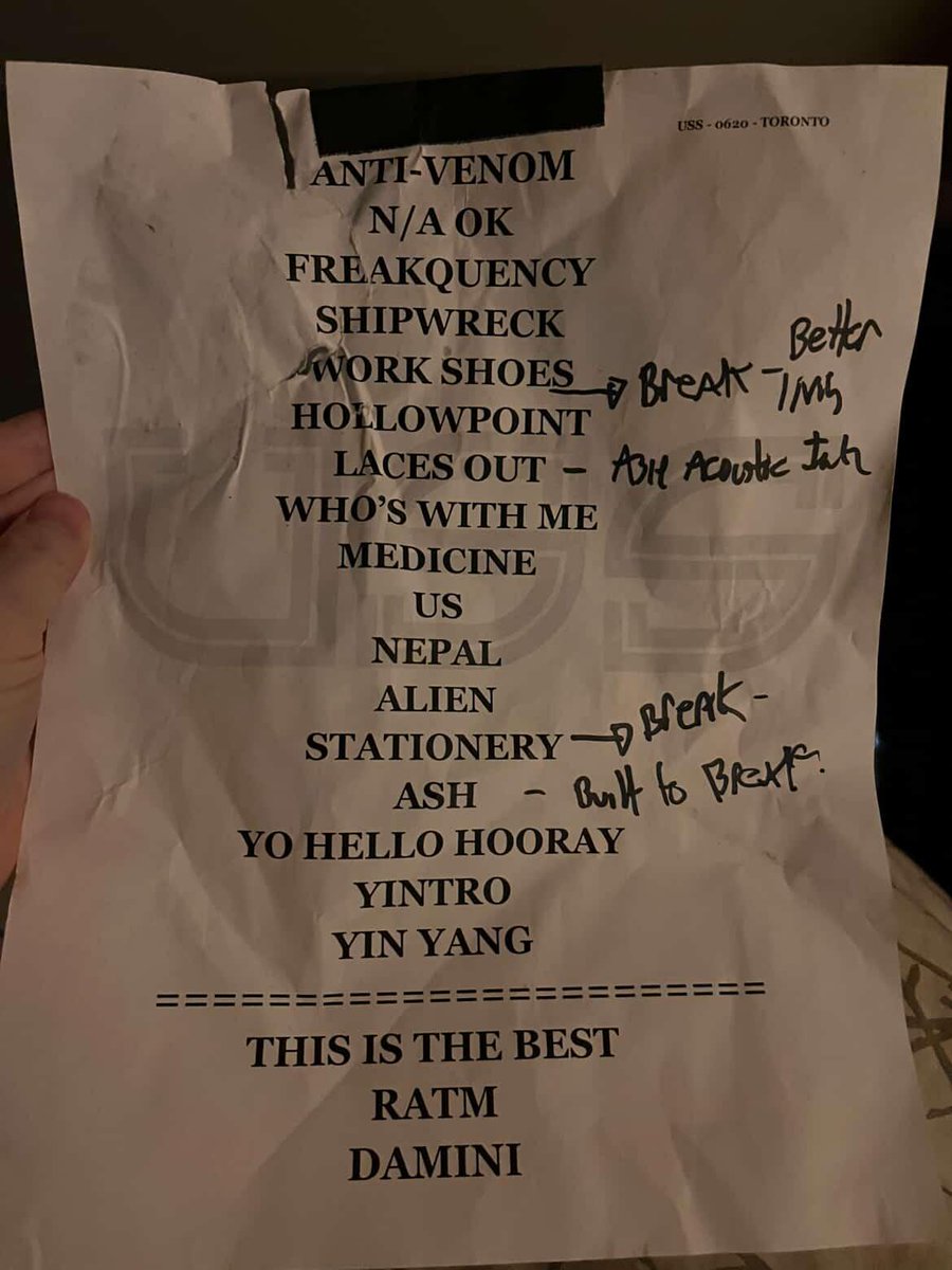 USS Fan Page (@ussmusicfanpage) on Twitter photo Last night's setlist... Night 4 and what an amazing show from the sounds of it! Can't believe I missed out on built to break! If you have videos from last night's show please dm them to me. I'd love to post them! <a href="/USSMUSIC/">USS</a> <a href="/HUMANKEBAB/">HUMAN KEBAB</a> <a href="/MattExit/">Matthew Charles</a> <a href="/FRAXINUSPRIME/">FRAXINUS PRIME</a> Last night's setlist... Night 4 and what an amazing show from the sounds of it! Can't believe I missed out on built to break! If you have videos from last night's show please dm them to me. I'd love to post them! <a href="/USSMUSIC/">USS</a> <a href="/HUMANKEBAB/">HUMAN KEBAB</a> <a href="/MattExit/">Matthew Charles</a> <a href="/FRAXINUSPRIME/">FRAXINUS PRIME</a>
