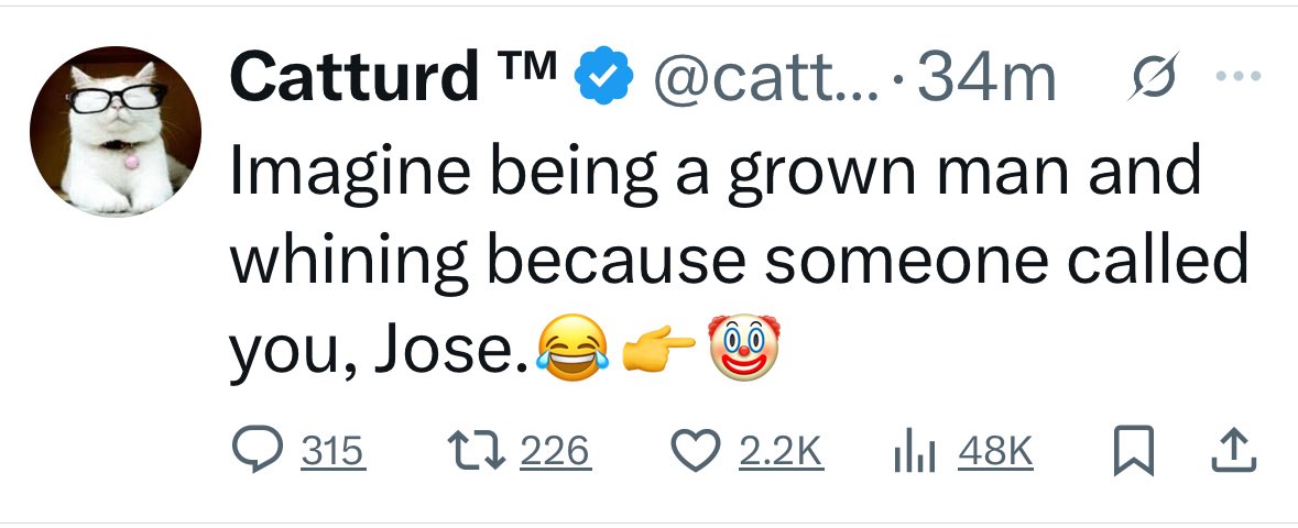 Imagine being a grown man and bragging about having an imaginary “Catturd Army.”