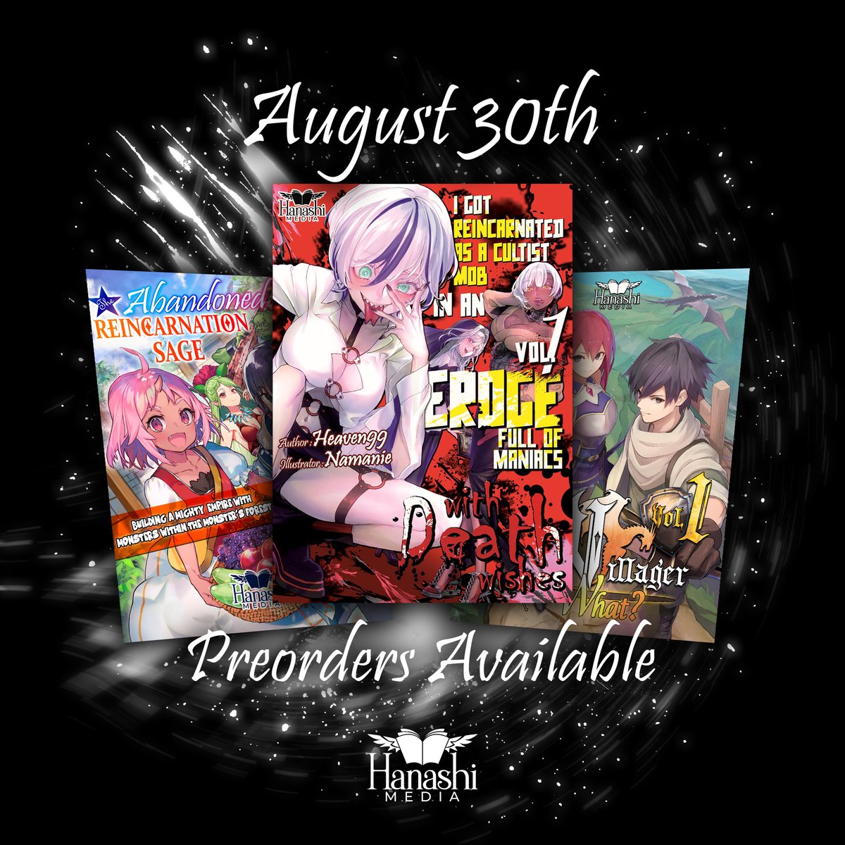 HanashiMedia's tweet image. 🚨 THREE LIGHT NOVELS DROP AUGUST 30
No heroes. No safety. No happy endings.
Just blood, vengeance, and monsters who stopped playing by the rules.
🩸 I Got Reincarnated as a Cultist Mob in an Eroge Full of Maniacs with Death Wishes
Deranged waifus. Gore-drenched obsession. No…