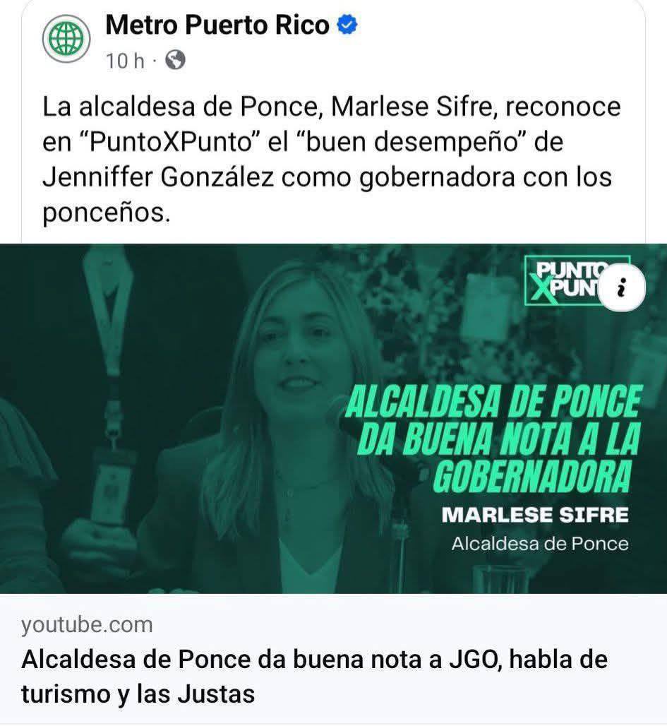 Partido Nuevo Progresista (@pnp_pr) on Twitter photo La alcaldesa de Ponce reconoce el desempeño de nuestra gobernadora, <a href="/Jenniffer/">Jenniffer González</a> para con su gente. Esto demuestra que cuando se deja la politiquería a un lado y se pone al pueblo primero, Puerto Rico gana. #CompromisoPR La alcaldesa de Ponce reconoce el desempeño de nuestra gobernadora, <a href="/Jenniffer/">Jenniffer González</a> para con su gente. Esto demuestra que cuando se deja la politiquería a un lado y se pone al pueblo primero, Puerto Rico gana. #CompromisoPR