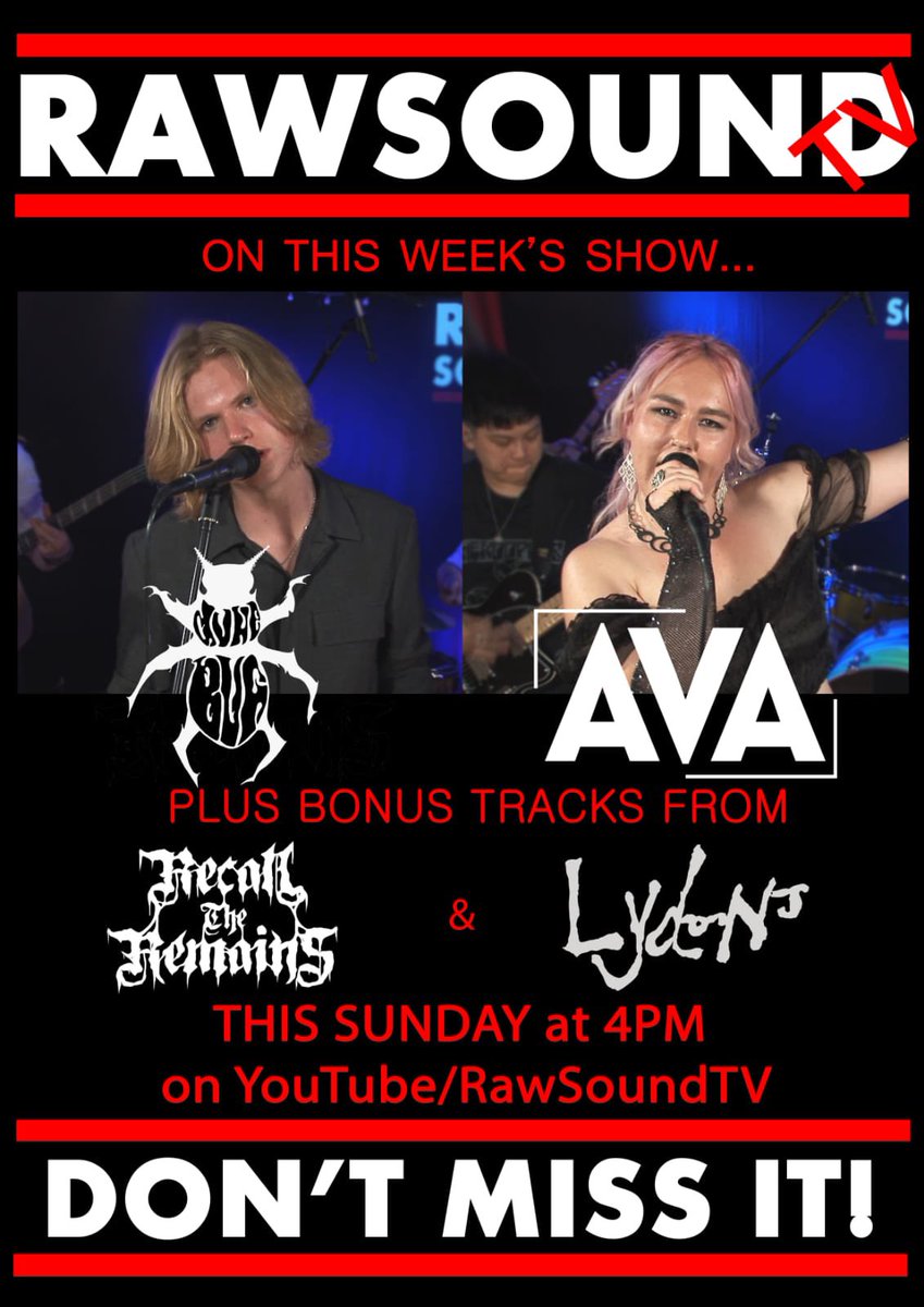 RawSoundTV (@rawsoundtv) on Twitter photo 🚨NEW SHOW!🚨
Tune in for a final time TOMORROW at 4pm for the series finale of Birmingham’s best & only new, live music show!
Check out brilliant live performances from #Dunebug & #AVA PLUS top bonus tracks from <a href="/RTRemains/">Recall The Remains</a> & #Lydons
Don’t Miss It!
youtube.com/@rawsoundtv?fe… 🚨NEW SHOW!🚨
Tune in for a final time TOMORROW at 4pm for the series finale of Birmingham’s best & only new, live music show!
Check out brilliant live performances from #Dunebug & #AVA PLUS top bonus tracks from <a href="/RTRemains/">Recall The Remains</a> & #Lydons
Don’t Miss It!
youtube.com/@rawsoundtv?fe…