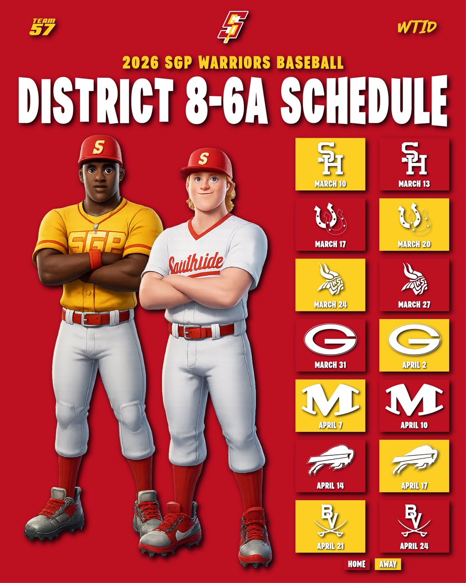 𝟮𝟬𝟮𝟲 𝗰𝗮𝗻’𝘁 𝗰𝗼𝗺𝗲 𝘀𝗼𝗼𝗻 𝗲𝗻𝗼𝘂𝗴𝗵…

Our district 8-6a schedule for next season has officially dropped.

#wtid👌